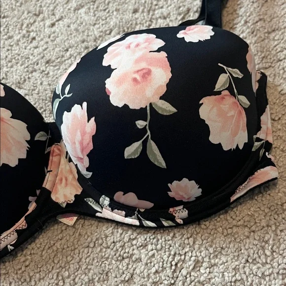 VS PINK Floral Adjustable Black Bra 32 DD - Picture 2 of 5